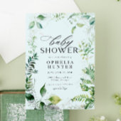 緑エレガント色の青空の葉色の赤ちゃんシャワー 招待状