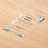 緑エレガント色アクリル結婚式招待状 アクリル招待状 (レイダウン)