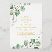緑エレガント色カジュアル金ホイル結婚ズ 箔招待状 (正面)