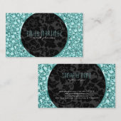 緑エレガント色ダイヤモンドのパターングリッター 名刺 (正面/裏面)