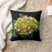 緑エレガント色ピンクあじさい花 クッション (ブランケット)