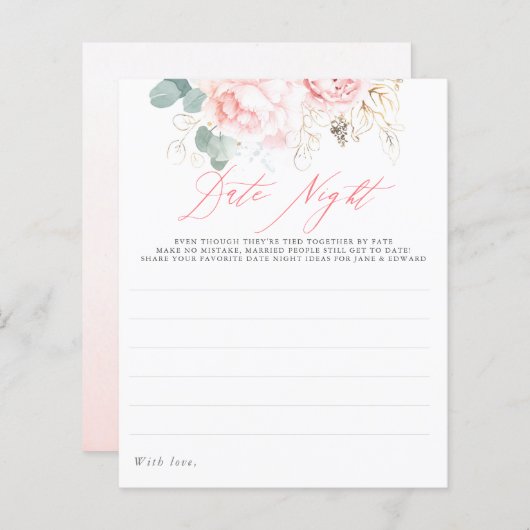 緑エレガント色ピンクフローラデート夜アイディア (正面/裏面)