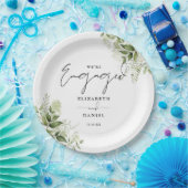 緑エレガント色フローラ婚約パーティ ペーパープレート (パーティー)