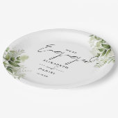 緑エレガント色フローラ婚約パーティ ペーパープレート (アングル)