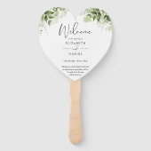 緑エレガント色フローラ結婚式 プログラムハート ハンドファン (正面)
