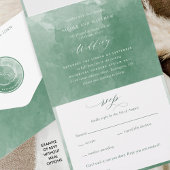 緑エレガント色モノグラム結婚のOの全て オールインワン招待状