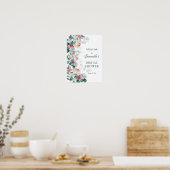 緑エレガント色ユーカリへようこそ ポスター (キッチン)