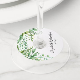 緑エレガント色植物学結婚院 ワイングラスタグ