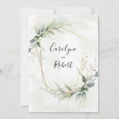 緑エレガント色結婚式招待状テンプレート 招待状 (裏面)