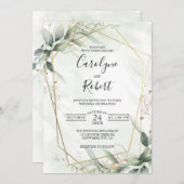 緑エレガント色結婚式招待状テンプレート 招待状 (正面/裏面)