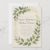 緑エレガント色金ゴールドアクセント結婚式招待状 招待状 (正面)