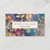 緑エレガント色金ゴールドティール（緑がかった色）リーフ 名刺 (正面)