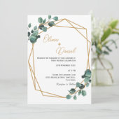 緑エレガント色金ゴールドフレーム結婚式招待状 招待状 (スタンド正面)