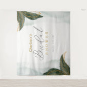 緑エレガント色金ゴールド水彩ブライダルシャワー タペストリー (正面)