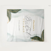 緑エレガント色金ゴールド水彩ブライダルシャワー タペストリー (正面(横))