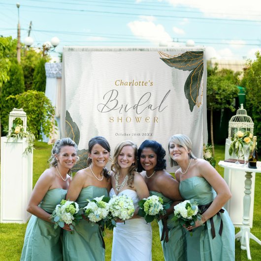 緑エレガント色金ゴールド水彩ブライダルシャワー タペストリー