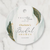 緑エレガント色金ゴールド水彩ブライダルシャワー フェイバータグ (正面)