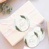 緑エレガント色金ゴールド水彩ブライダルシャワー ラウンドシール