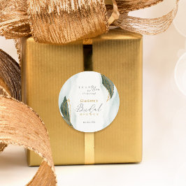 緑エレガント色金ゴールド水彩ブライダルシャワー ラウンドシール