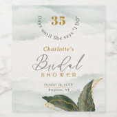 緑エレガント色金ゴールド水彩ブライダルシャワー ワインラベル (シングルラベル)