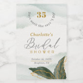 緑エレガント色金ゴールド水彩ブライダルシャワー ワインラベル (シングルラベル)