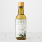 緑エレガント色金ゴールド水彩ブライダルシャワー ワインラベル (正面)