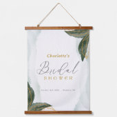 緑エレガント色金ゴールド水彩ブライダルシャワー 吊り下げ型タペストリー (正面)