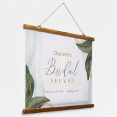 緑エレガント色金ゴールド水彩ブライダルシャワー 吊り下げ型タペストリー (傾斜あり)