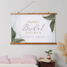 緑エレガント色金ゴールド水彩ブライダルシャワー 吊り下げ型タペストリー