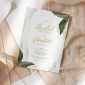 緑エレガント色金ゴールド水彩ブライダルシャワー 招待状