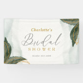 緑エレガント色金ゴールド水彩ブライダルシャワー 横断幕 (横)