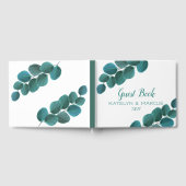 緑エレガント色 |ユーカリ葉ス結婚の ゲストブック (全面)