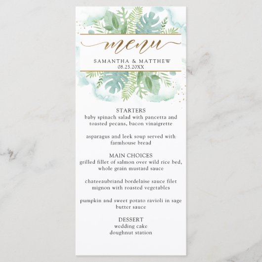 緑エレガント色、淡い色の緑、青の水色 メニュー (正面)