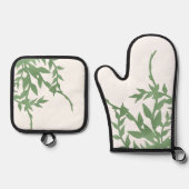 緑エレガント色 鍋つかみ&鍋敷きセット (正面)