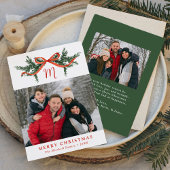 緑エレガント色Red Bowモノグラム写真 シーズンカード