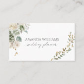 緑エレガント花QRコードソーシャル名刺 名刺 (正面)