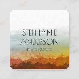 緑エレガント茶自然水色抽象芸術 スクエア名刺