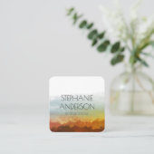 緑エレガント茶自然水色抽象芸術 スクエア名刺 (スタンド正面)