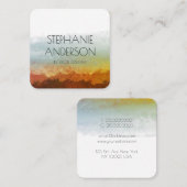 緑エレガント茶自然水色抽象芸術 スクエア名刺 (正面/裏面)