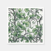 緑エレガント葉とつる植物模様 スタンダードカクテルナプキン (正面)