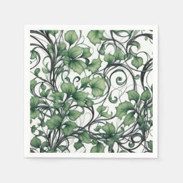 緑エレガント葉とつる植物模様 スタンダードカクテルナプキン