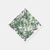 緑エレガント葉とつる植物模様 スタンダードカクテルナプキン (角)