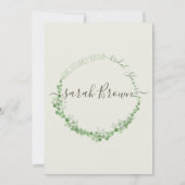 緑エレガント葉仮想ブライダルシャワー 招待状 (裏面)