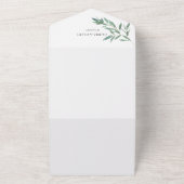 緑エレガント葉QRコード オールインワン招待状 (外側)