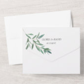 緑エレガント葉QRコード オールインワン招待状 (裏面)