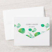 緑エレガント葉QRコード オールインワン招待状 (裏面)