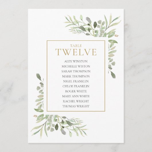 緑エレガント表（12座席表） 招待状 (正面)