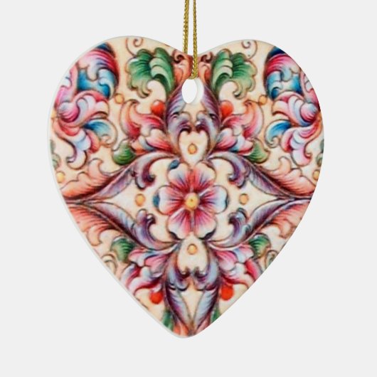 緑エレガント赤ピンクブルーフローラファンタジー セラミックオーナメント (右)