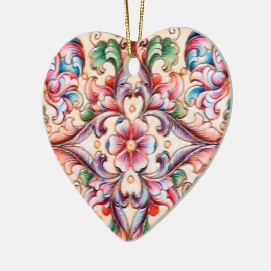 緑エレガント赤ピンクブルーフローラファンタジー セラミックオーナメント (左)