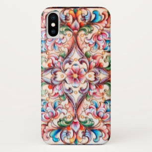緑エレガント赤ピンクブルーフローラファンタジー iPhone X ケース